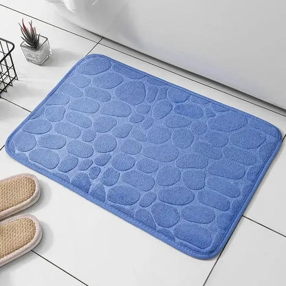 Tapis de bain Antidérapant Effet Galets en Bleu
