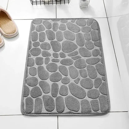 Tapis de bain Antidérapant Effet Galets en Gris