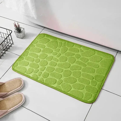 Tapis de bain Antidérapant Effet Galets en Vert