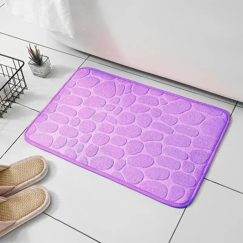 Tapis de bain Antidérapant Effet Galets en Violet