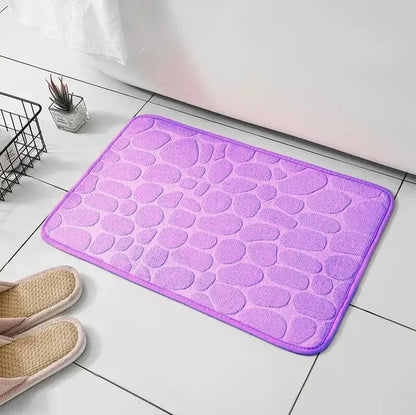 Tapis de bain Antidérapant Effet Galets en Violet