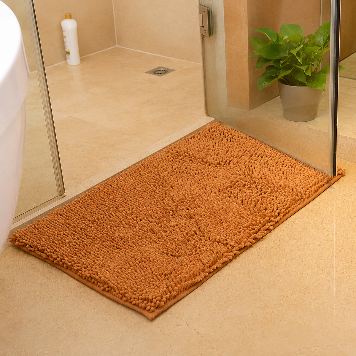 Tapis de bain Mémoire de Forme Couleur Champagne
