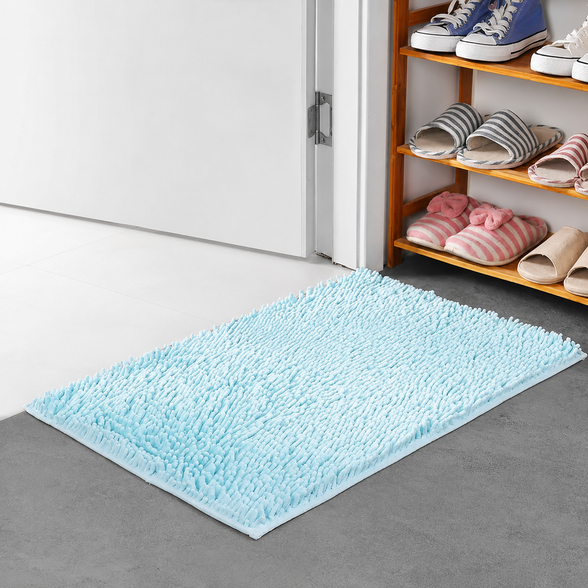 Tapis de bain Mémoire de Forme en Bleu ciel