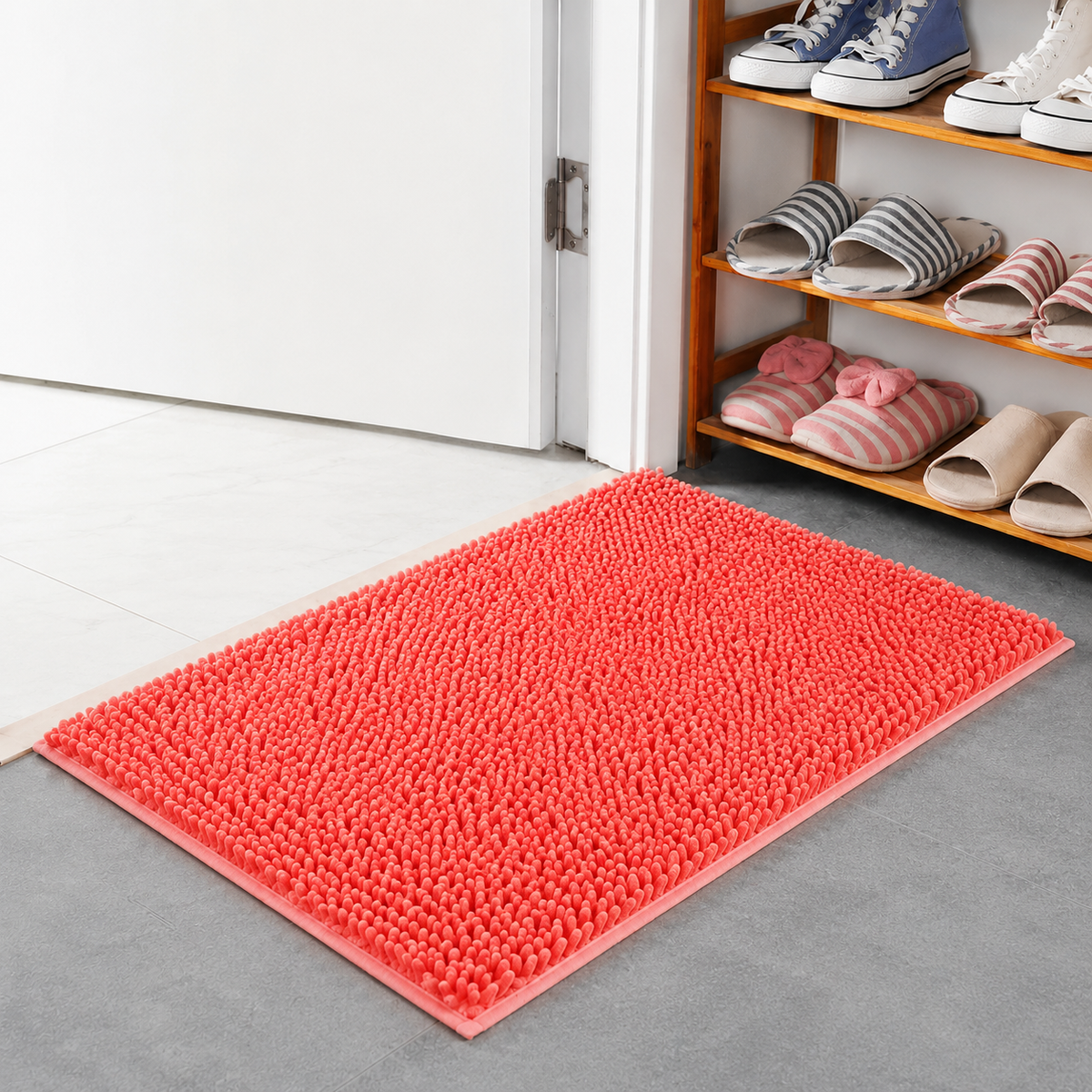 Tapis de bain Mémoire de Forme en Orange-Rouge