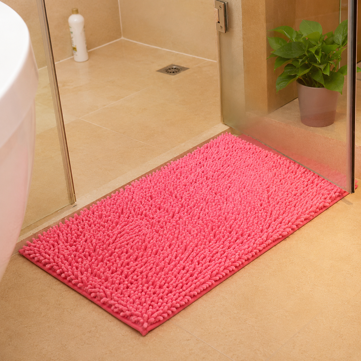 Tapis de bain Mémoire de Forme en Rose Foncé