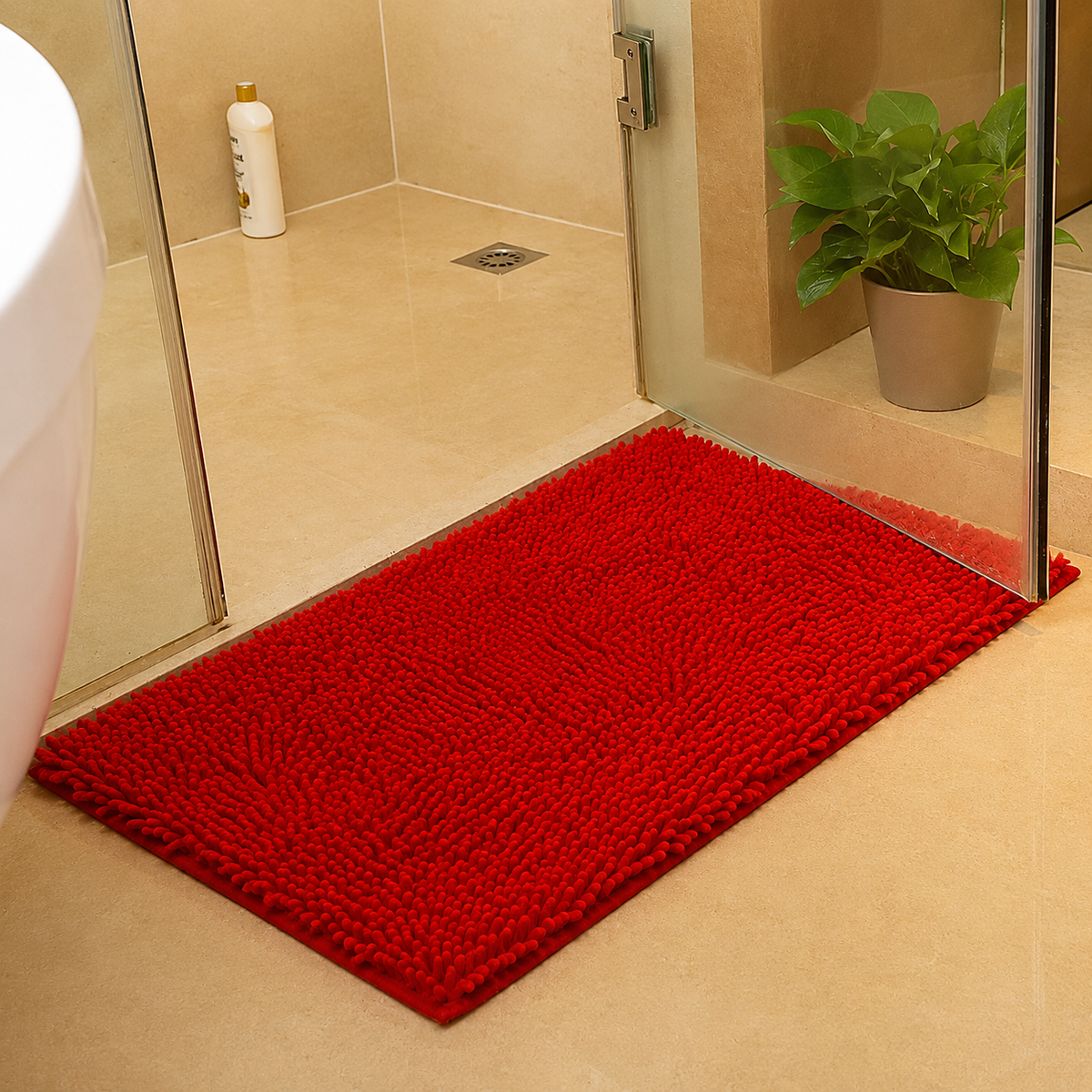 Tapis de bain Mémoire de Forme en Rouge