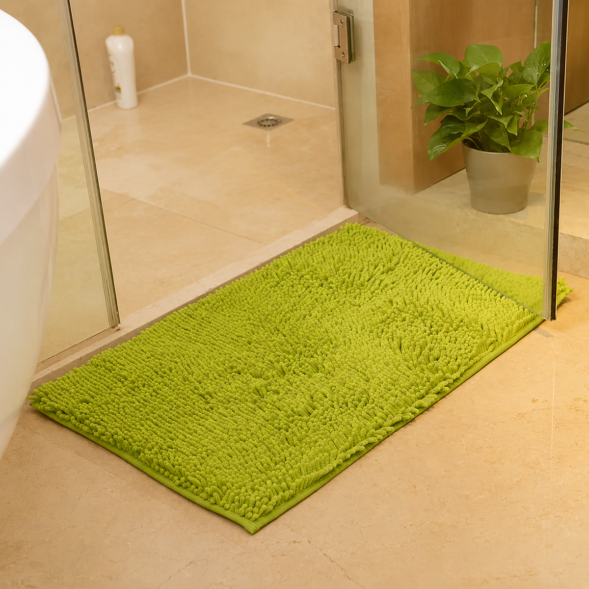 Tapis de bain Mémoire de Forme en Vert Gazon